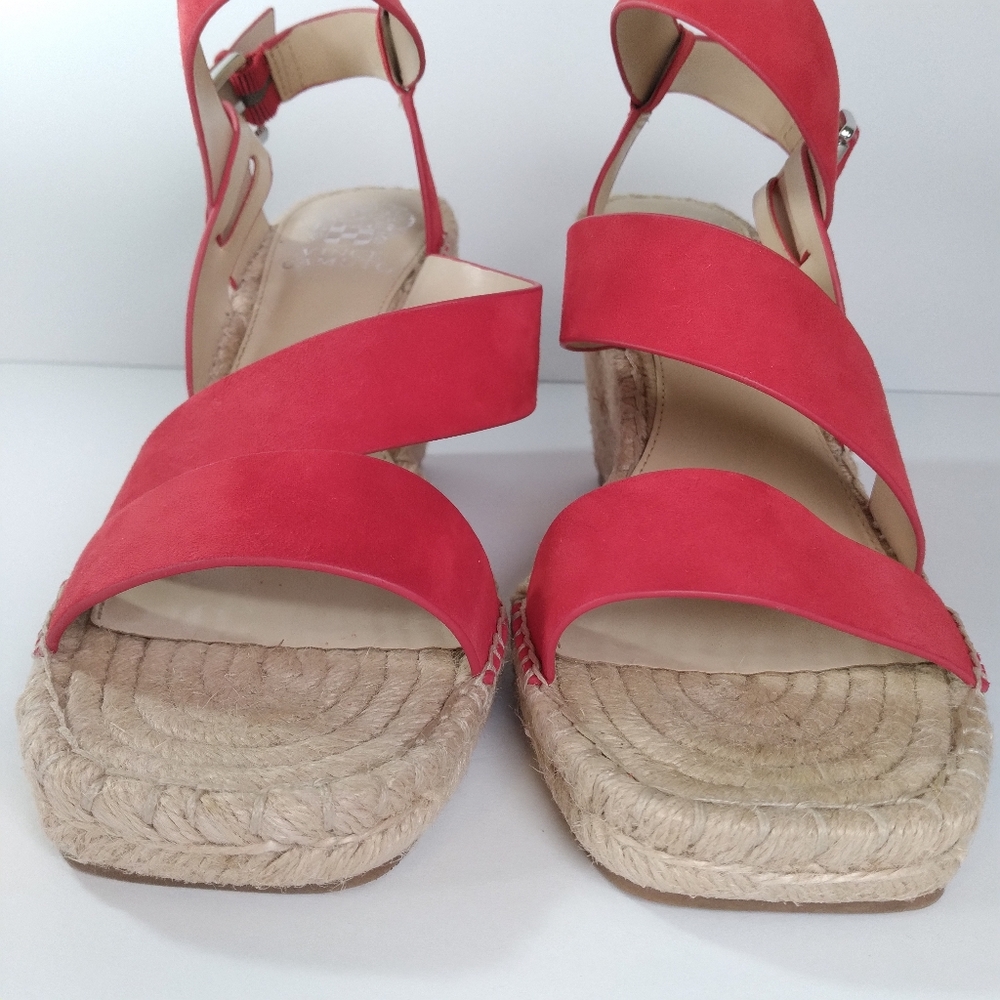 Vince Camuto Martissy Suede Espadrille Wedge Strappy Sandals Razz Red Size 9 - Picture 5 of 11
